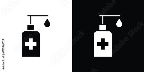 Hand sanitizer icon set. flat icon collection. flat line silhouette set.