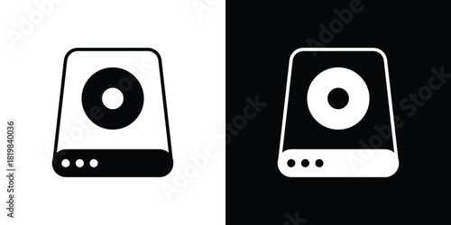 Hard drive icon set. flat icon collection. flat line silhouette set.