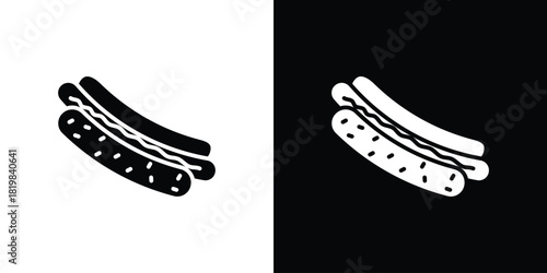 Hot dog icon set. flat icon collection. flat line silhouette set.