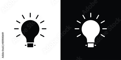 Idea icon set. flat icon collection. flat line silhouette set.