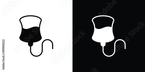 IV bag icon set. flat icon collection. flat line silhouette set.