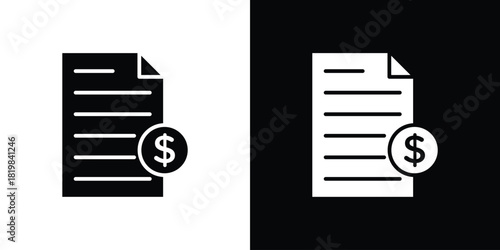 Invoice payment icon set. flat icon collection. flat line silhouette set.