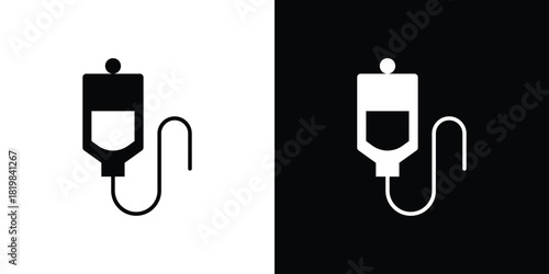 IV drip icon set. flat icon collection. flat line silhouette set.