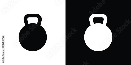 Kettlebell icon set. flat icon collection. flat line silhouette set.