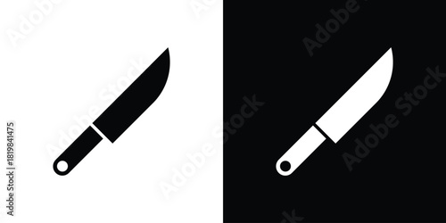 Kitchen knife icon set. flat icon collection. flat line silhouette set.