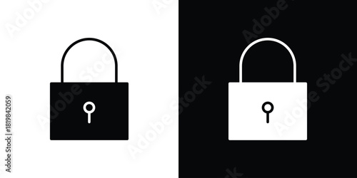 Lock icon set. flat icon collection. flat line silhouette set.