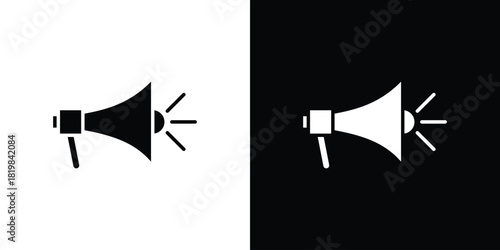 Loud Speaker icon set. flat icon collection. flat line silhouette set.