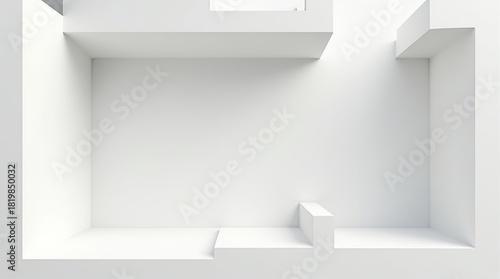 Wallpaper Mural Minimal top-down white floor plan with geometric rooms, soft shadows and clean lines showing modern open interior layout Torontodigital.ca