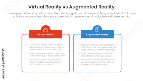 vr vs ar technology comparison concept for infographic template banner with outline box table with two point list information