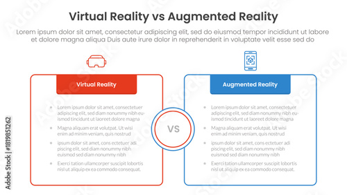 vr vs ar technology comparison concept for infographic template banner with box opposite outline with header with two point list information