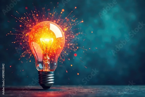 A lightbulb explodes with vibrant, colorful ideas, symbolizing creative breakthroughs and innovative thinking in a dynamic, abstract representation , bright, perspective, contemporary