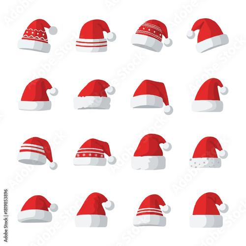 Collection of Festive Santa Hats for Holiday Celebrations.