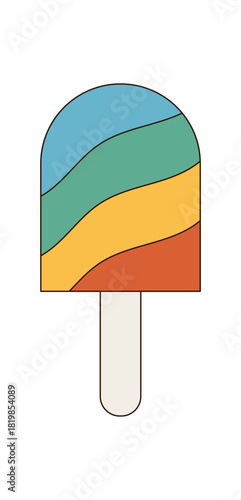 Groovy y2k shape in flat style with wavy summer color. Colorful groovy element has fun retro and playful spirit. Modern flat graphic illustration for pop and trendy projects.