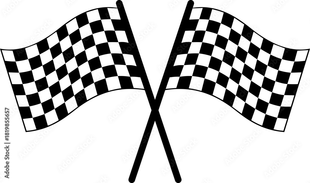 Naklejka premium Crossed checkered flag, concept of the end of a race or competition, symbol of the finish line in motorsport events