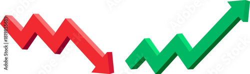 Dynamic 3D chart illustrating market trends, the concept of decline as an upward growth trend, representing stock volatility and business performance