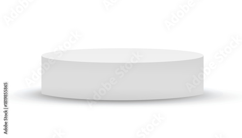 Simple white cylindrical product display stand minimalist and empty pedestal or platform for displaying objects, awards or product mock-ups