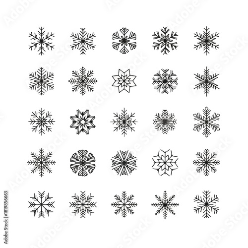 Collection of Intricate Snowflake Designs for Winter and Holiday Themes.