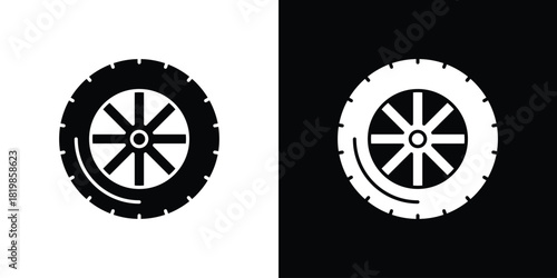 Tire icons. Simple solid style. Glyph vector illustration isolated