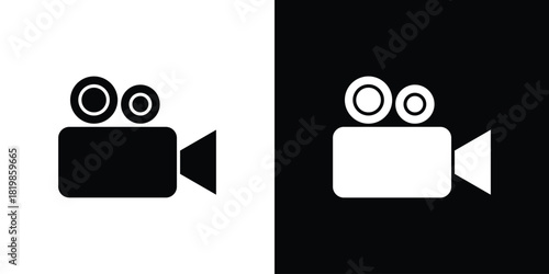 Video camera icons. Simple solid style. Glyph vector illustration isolated