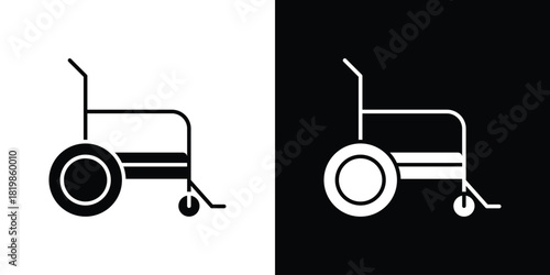 Wheelchair icons. Simple solid style. Glyph vector illustration isolated