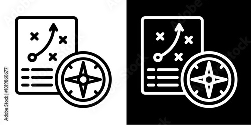 Strategy Compass  Icon Set White Style Collection
