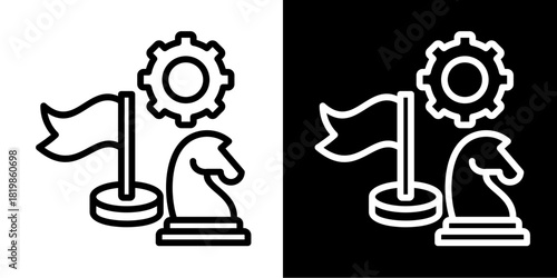 Milestone Marker  Icon Set White Style Collection
