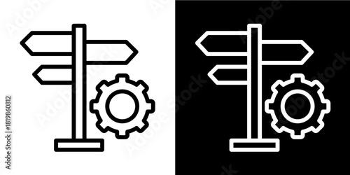 Direction Signpost  Icon Set White Style Collection
