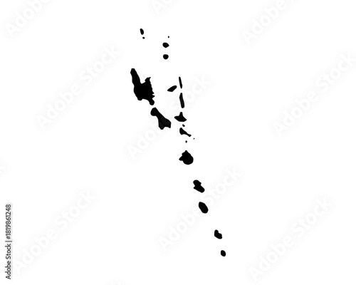 Black vector map silhouette illustration of Vanuatu islands in minimalist clean design