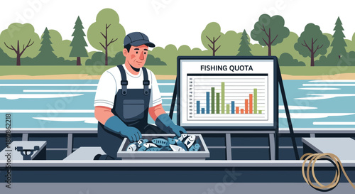 Managing aquatic resources fisherman tracks catch limits with digital graph