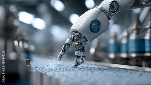 A humanoid robot performing quality control, meticulously inspecting finished products with advanced sensors.