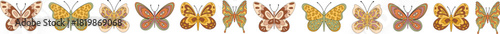 Groovy y2k butterfly border pattern in 70s style . Colorful motif with vintage and retro flair for creative border. Artistic pattern brings fun graphic energy to modern design or