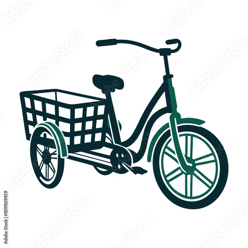 Teal and Navy Tricycle Vector Illustration Vector Icon Set of Various Transportation Vehicles