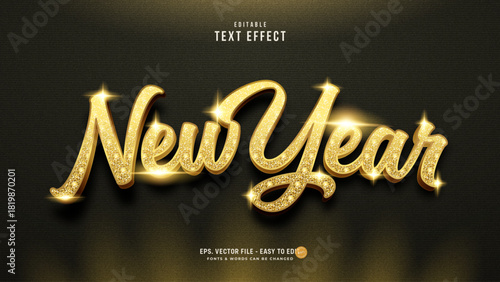 New Year Gold Glitter Script Text Effect