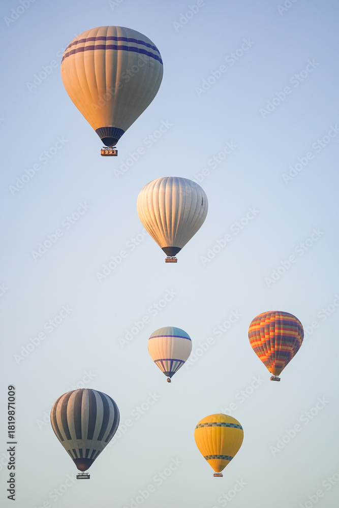 Obraz premium Hot Air Balloons over Cappadocia Valleys in Nevsehir, Turkiye