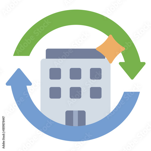 rebranding flat icon. brand update. identity shift. corporate building