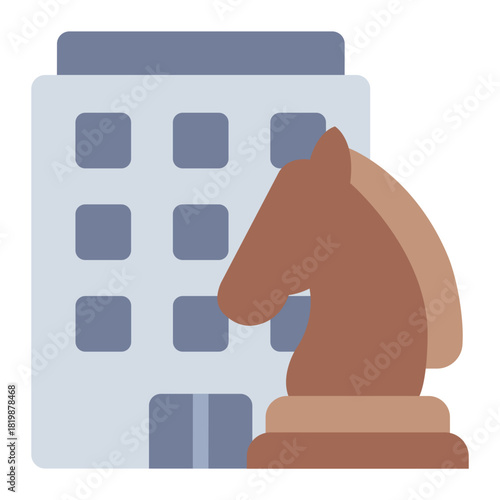 strategy flat icon. planning move. growth decision. corporate building