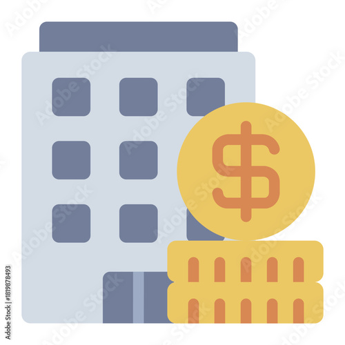 financing flat icon. capital support. money planning. corporate office