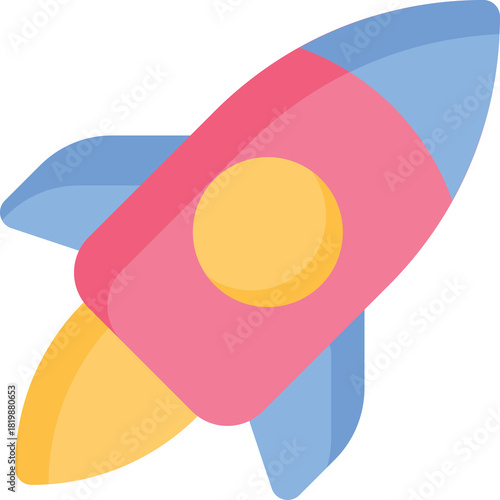 Free Download Vector Graphic Of A Pink Blue And Yellow Rocket Ship Launching Into Space Against A Transparent Background Ideal For Science Fiction And Exploration Themes - GFXLoad
