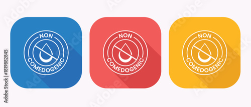 Non comedogenic label flat icon with long shadow