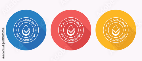 Non comedogenic emblem in blue color ensures skincare products won't clog pores