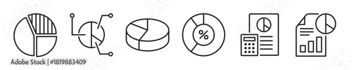 Statistics thin line icon set. Web minimal editable stroke icons