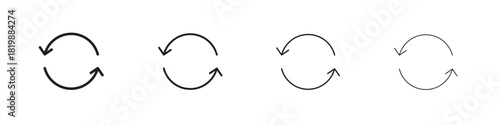 Arrows repeat icon set. A collection of simple black thin strokes icons