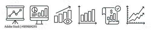 Statistics thin line icon set. Web minimal editable stroke icons
