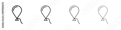 Balloons icon set. A collection of simple black thin strokes icons
