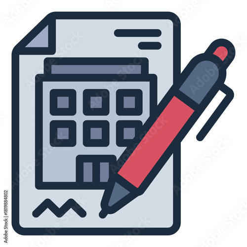 contract filled line icon. legal paper. signed agreement. corporate office