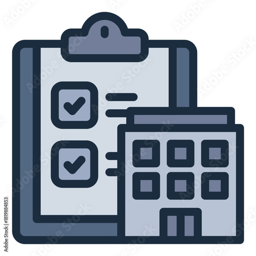 criteria filled line icon. requirement list. task review. corporate office