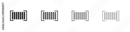 Barcode read icon set. A collection of simple black thin strokes icons