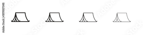 Camping icon set. A collection of simple black thin strokes icons