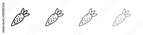 Carrot icon set. A collection of simple black thin strokes icons
