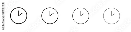 Clock two icon set. A collection of simple black thin strokes icons